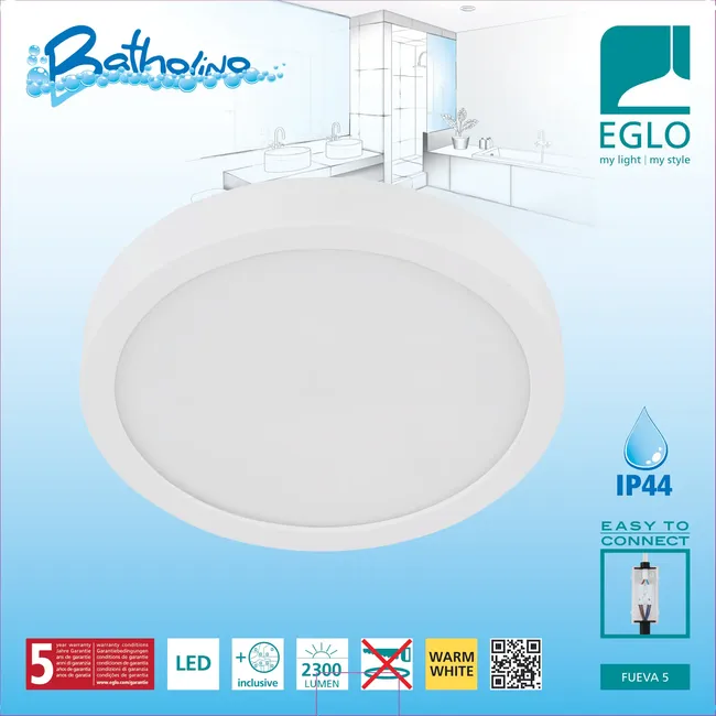 Plafon łazienkowy Fueva IP44 28.5 cm okrągły LED Eglo