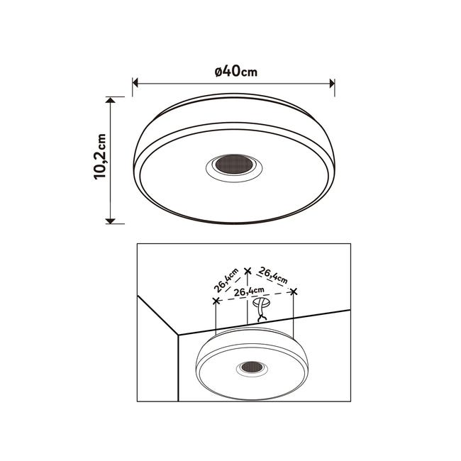 Plafon łazienkowy Parabolic IP44 z głośnikiem 40 cm LED Inspire