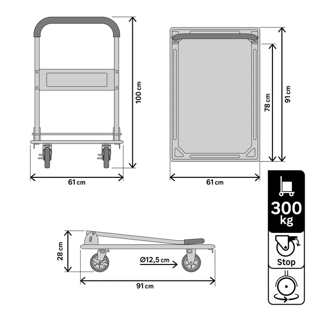 Platforma transportowa składana max. obciążenie 300 kg Standers