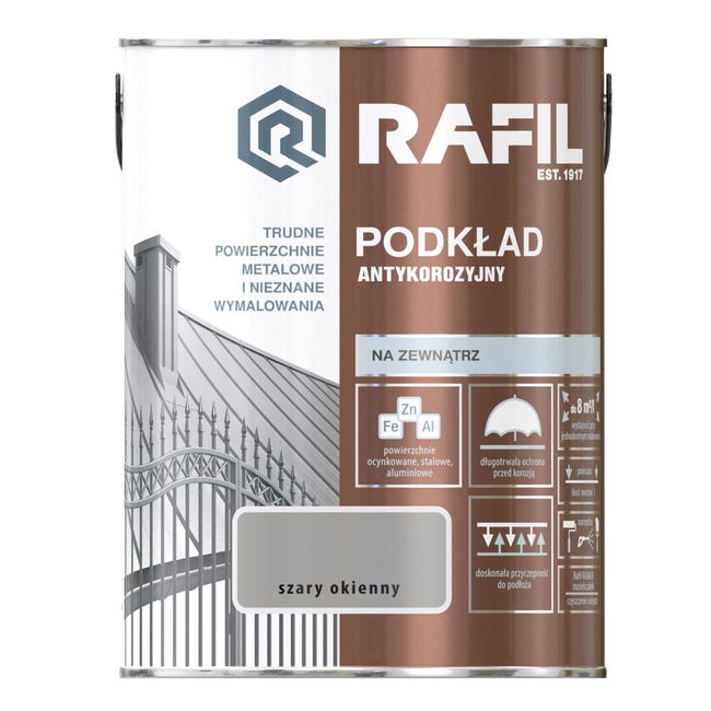 Podkład antykorozyjny 5 l szary okienny RAFIL