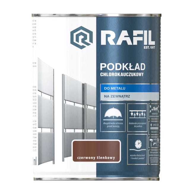 Podkład chlorokauczukowy 0.9 l czerwony tlenkowy RAFIL