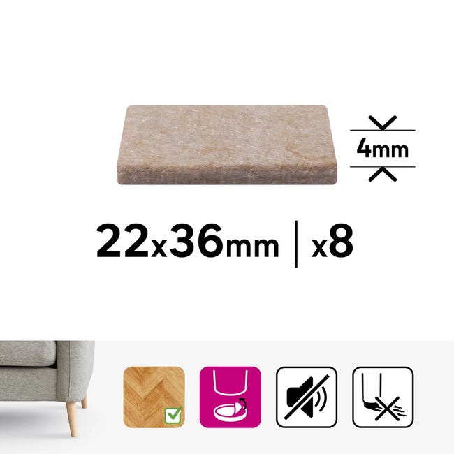 Podkładki filcowe samoprzylepne 22 x 36 mm 8 szt. Standers