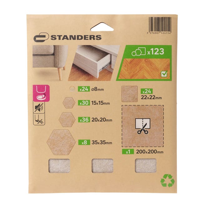 Podkładki filcowe samoprzylepne mix 123 szt. Standers