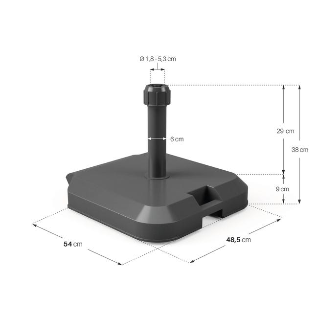 Podstawa do parasola na kółkach 53mm 54cm / 39kg szara Naterial