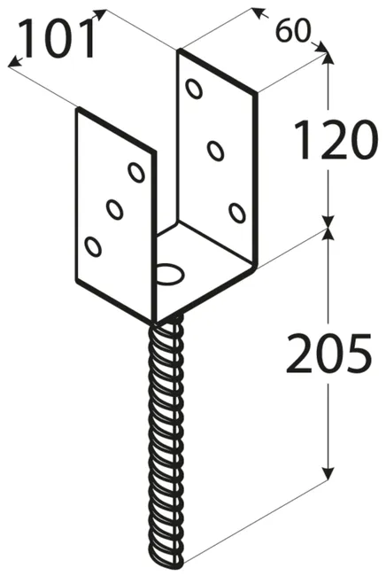 Podstawa słupa do betonu 101x120x4 mm metalowa Domax