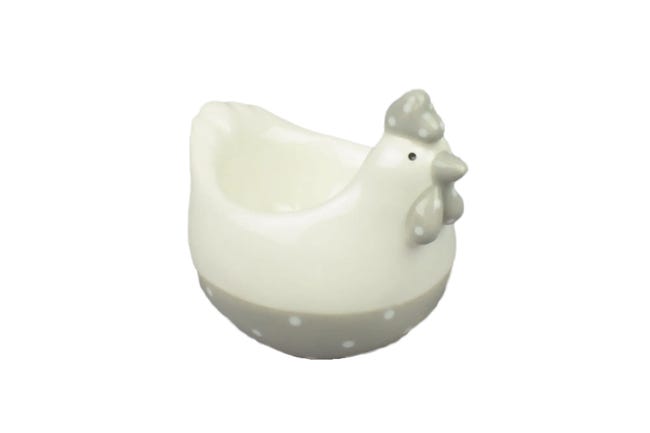 Podstawka pod jajko 8 x 6.5 cm biało-szara ceramiczna
