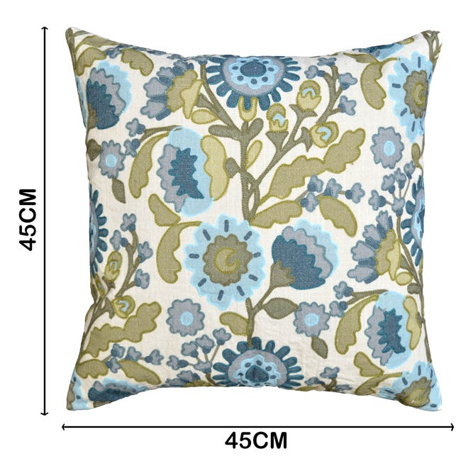 Poduszka Indian Malou Nandina Kwiaty niebieska 45 x 45 cm Inspire