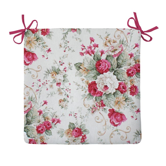 Poduszka na krzesło Mia Blumen czerwona 40 x 40 x 2 cm