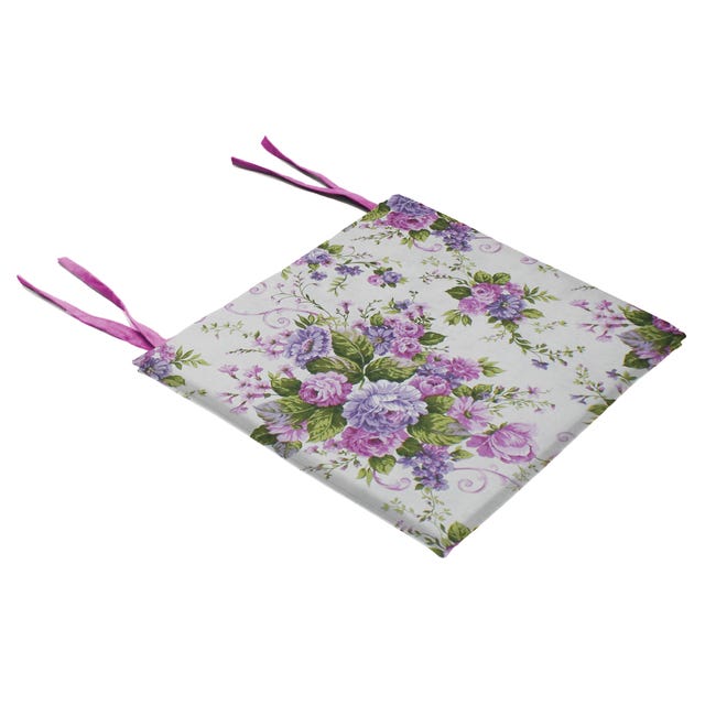 Poduszka na krzesło Mia Blumen fioletowa 40 x 40 x 2 cm