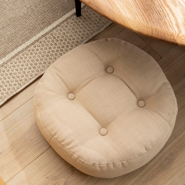 Poduszka na podłogę okrągła Haivy beżowa 45 x 45 x 11.5 cm Inspire