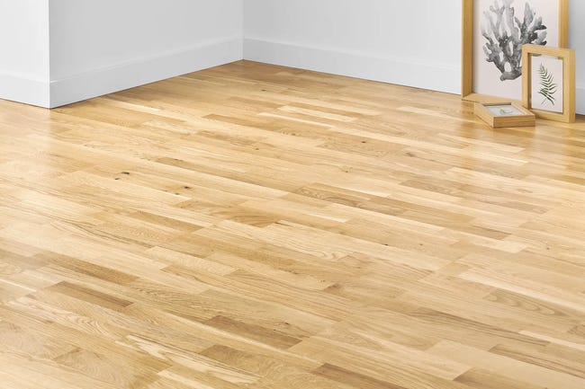 Podłoga drewniana deska trójwarstwowa Dąb rustic 4-lamelowa lakier półmatowy 14 mm Barlinek