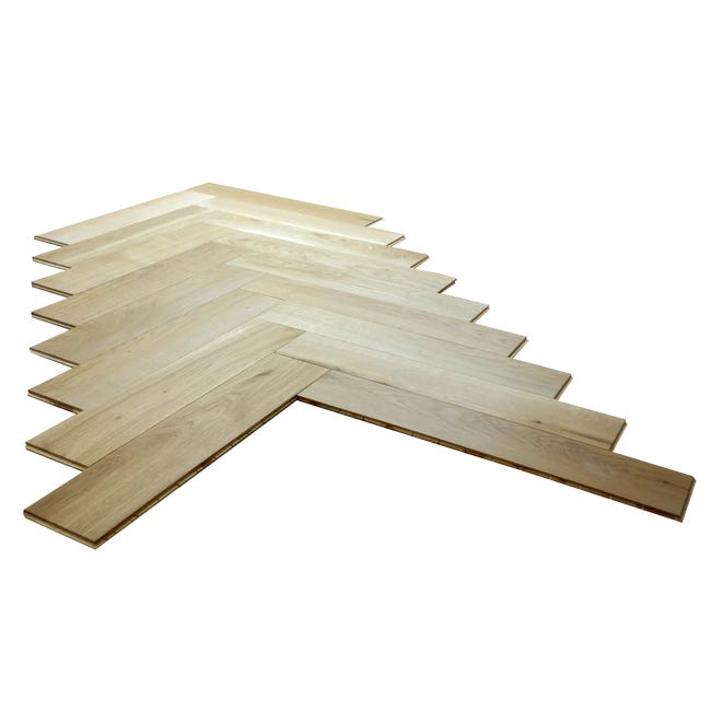Podłoga drewniana deska warstwowa jodełka klasyczna dąb lakier mat 15x120x600 mm Woodplast