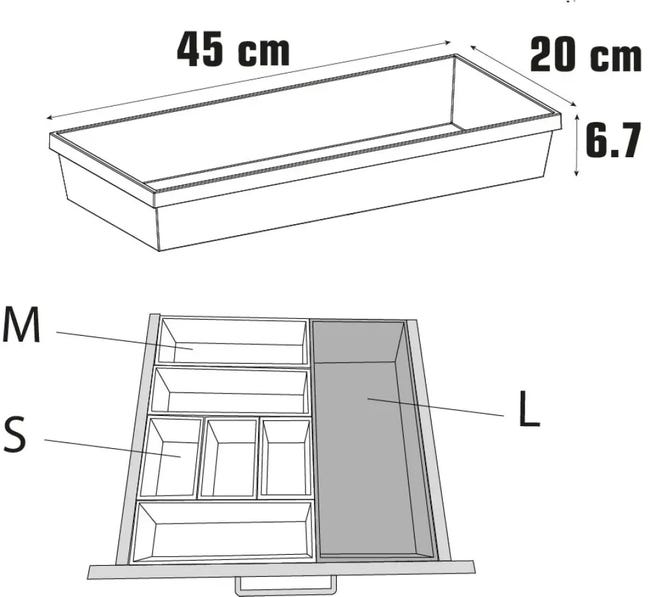 Pojemnik do szuflad 45 x 20 x 6.7 cm biały Delinia iD