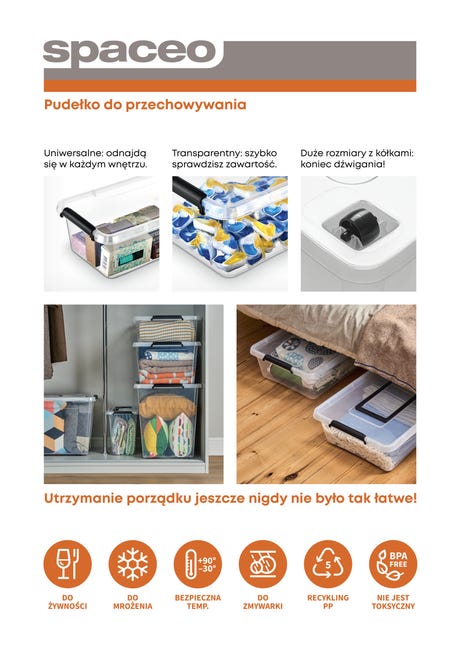 Pojemnik z klipsami 36 l 39 x 35 x 39 cm Spaceo
