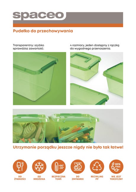 Pojemnik z pokrywą 4.5 l 20 x 12 x 29 cm Spaceo