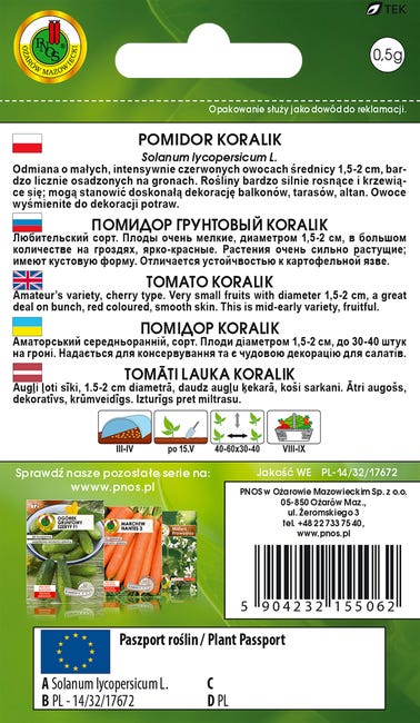 Pomidor gruntowy Koralik nasiona Pnos