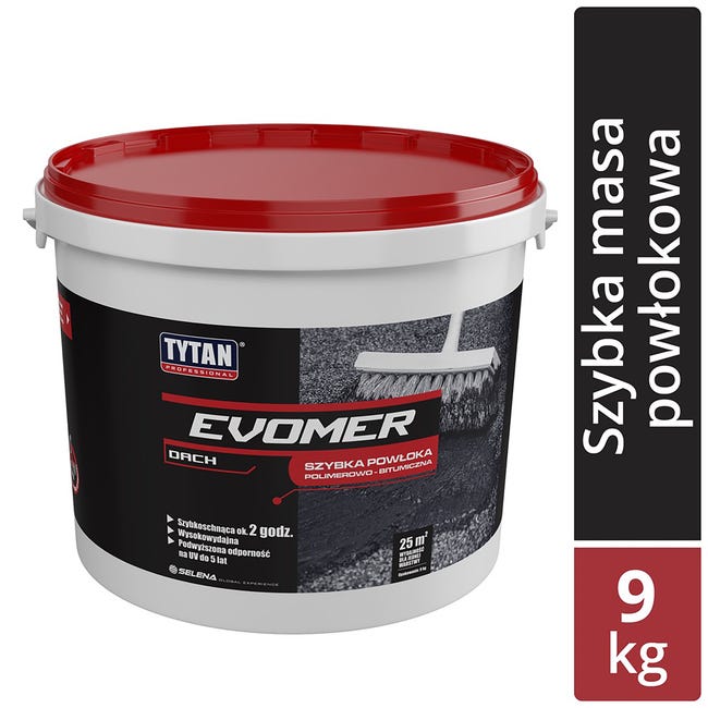 Powłoka polimerowo-bitumiczna do dachów Evomer 9 kg Tytan Professional