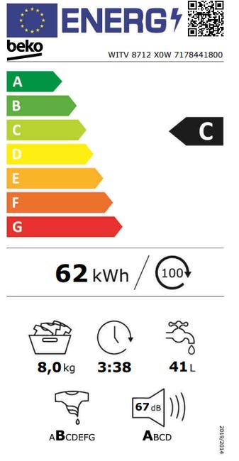 Pralka do zabudowy WITV8712X0W Beko