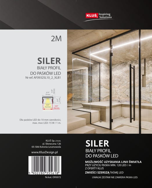 Profil aluminiowy do taśm LED biały 2 m Kluś
