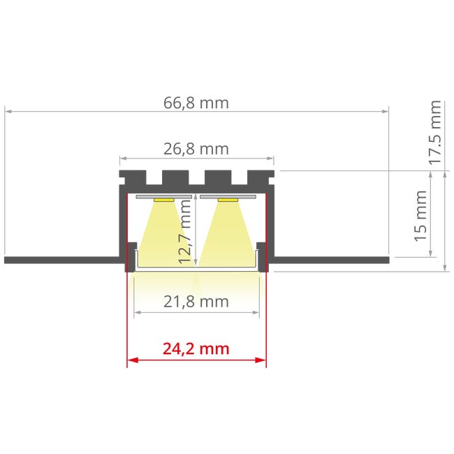 Profil aluminiowy do taśm LED wpuszczany srebrny 2 m Kluś