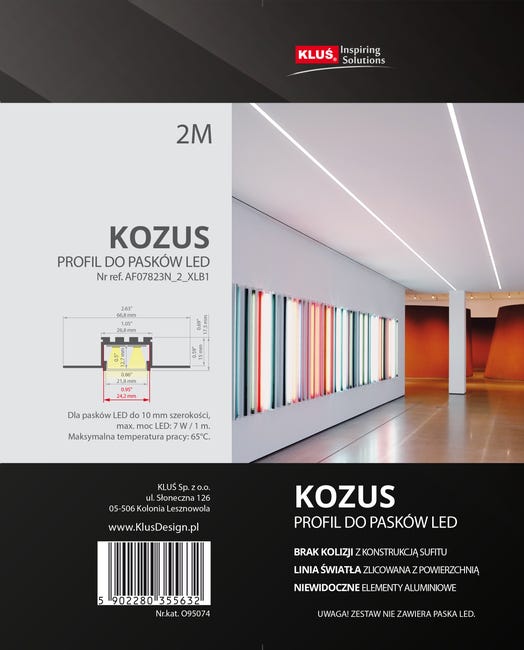 Profil aluminiowy do taśm LED wpuszczany srebrny 2 m Kluś