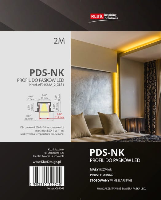 Profil aluminiowy do taśmy LED dł. 2 m srebrny Kluś