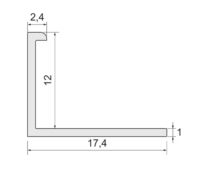 Profil do glazury aluminium narożny 12 mm / 2.5m Srebrny Cezar