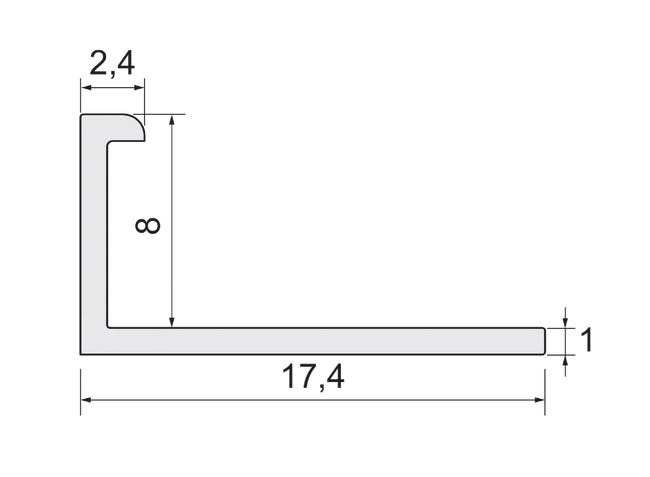 Profil do glazury aluminium narożny 8 mm / 2.5 m Srebrny poler Cezar