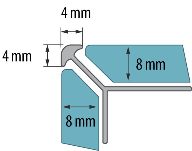 Profil do glazury aluminium zewnętrzny 8 mm / 2.5 m Złoty Cezar