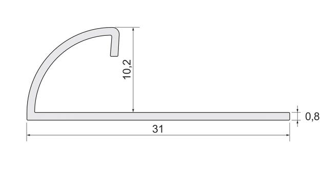 Profil do glazury zewnętrzny półokrągły 10 mm / 2.5 m Stal nierdzewna Standers