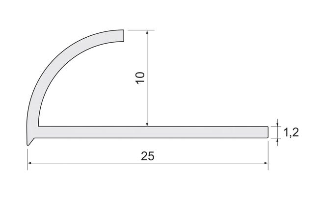 Profil do glazury zewnętrzny półokrągły PVC 10 mm / 2.5 m Biały zimny Cezar