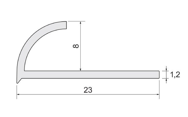 Profil do glazury zewnętrzny półokrągły PVC 8 mm / 2.5 m Jasno Szary Cezar