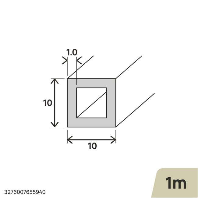 Profil kwadratowy aluminiowy 1m 10x10x1 mm srebrny Standers