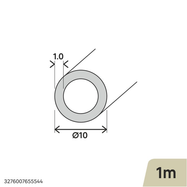 Profil okrągły aluminiowy 1m 10x1 mm srebrny Standers