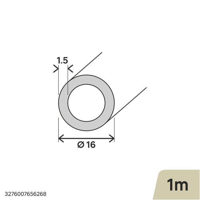 Profil okrągły aluminiowy 1m 16x1.5 mm srebrny Standers
