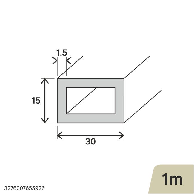 Profil prostokątny aluminiowy 1m 30x15x1.5 mm srebrny Standers