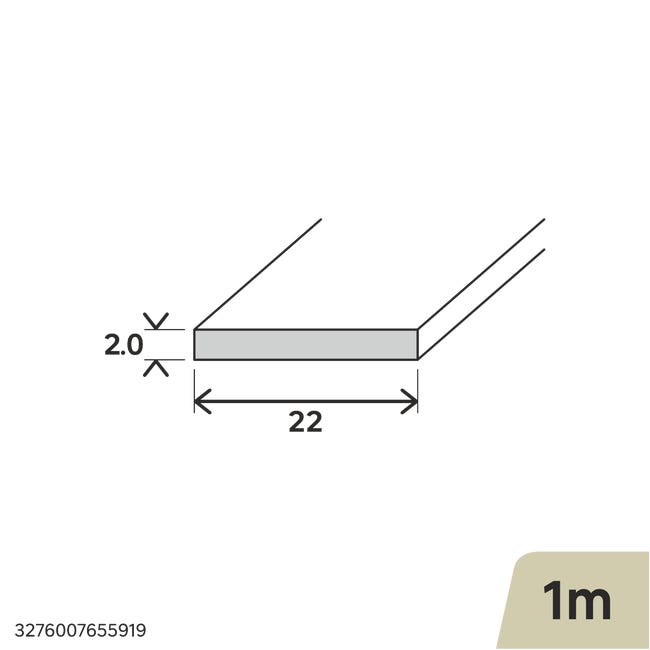 Profil płaski aluminiowy 1m 22x2 mm srebrny Standers