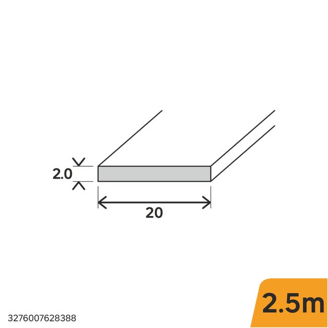 Profil płaski aluminiowy 2.5m 20x2 mm nikiel Standers