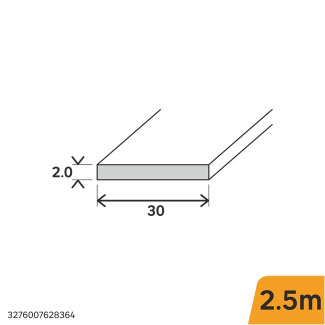 Profil płaski aluminiowy 2.5m 30x2 mm srebrny Standers