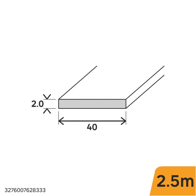 Profil płaski aluminiowy 2.5m 40x2 mm mosiądz Standers