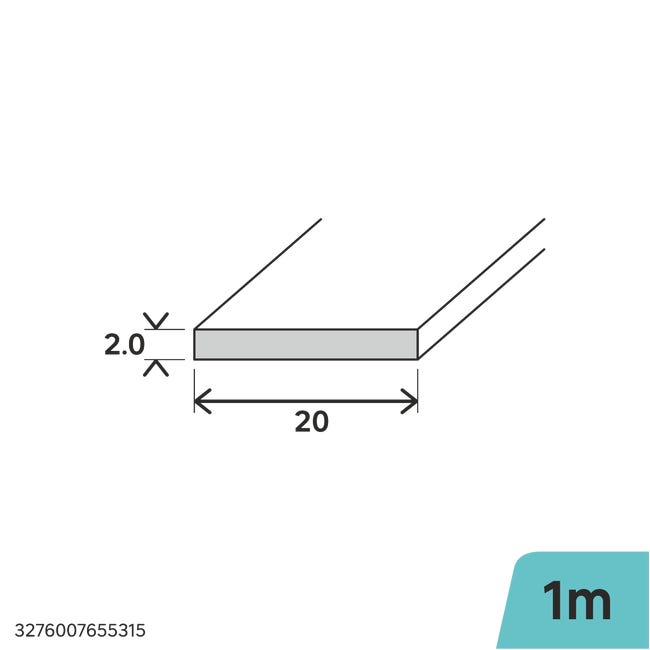 Profil płaski stalowy 1m 20x2 mm srebrny Standers