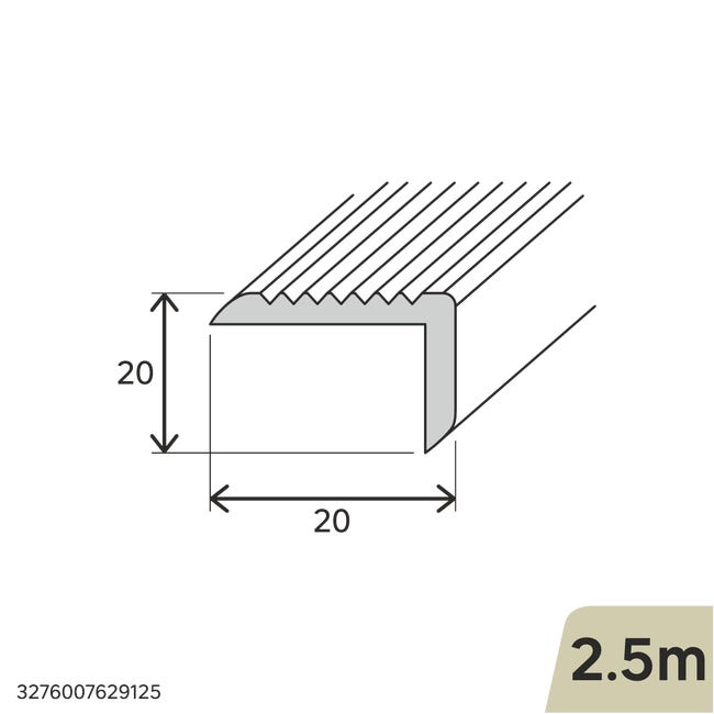 Profil schodowy aluminiowy 2.5m 20x20x1.5 mm srebrny Standers