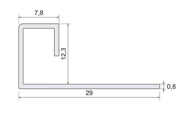 Profil wykończeniowy aluminium kwadrat 8 X 12 mm / 2.5 m Poler Standers