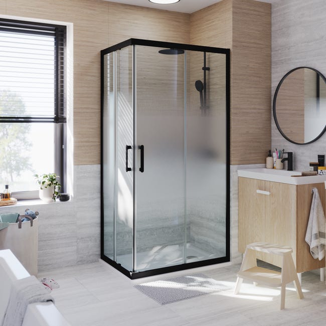 Profile kabiny prysznicowej prostokątnej czarne Easy 100 X 70 X 190 Sensea