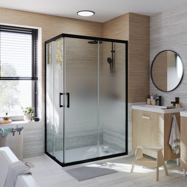Profile kabiny prysznicowej prostokątnej czarne Easy 120 X 80 X 190 Sensea