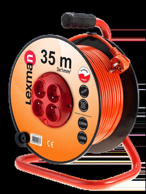 Przedłużacz bębnowy z 4 gniazdami z zabezpieczeniem 35 m 3x1mm LEXMAN