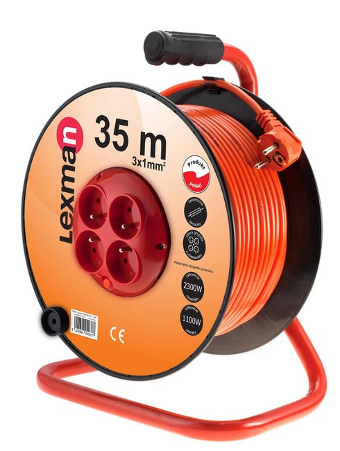 Przedłużacz bębnowy z 4 gniazdami z zabezpieczeniem 35 m 3x1mm LEXMAN