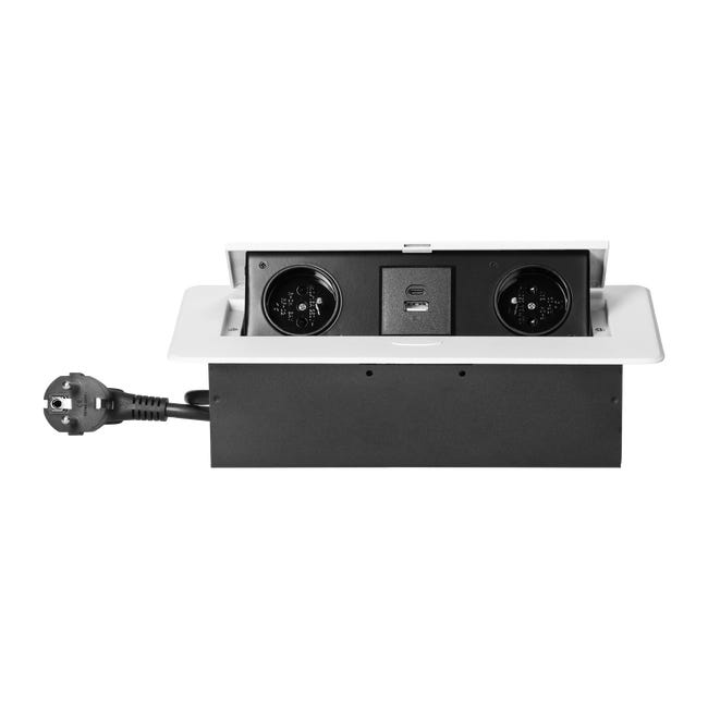 Przedłużacz podblatowy wpuszczany z 2 gniazdami z uziemieniem 2xUSB OR-GM-9035/W ORNO