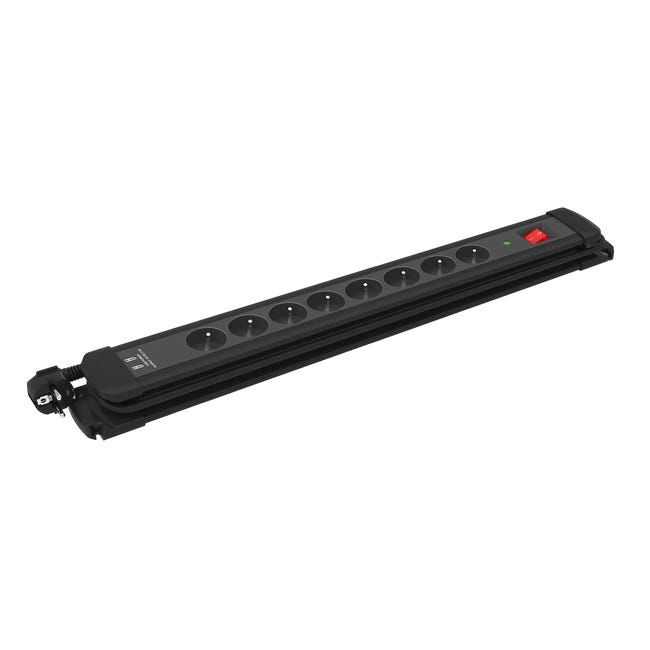 Przedłużacz z 8 gniazdami 2x USB 3m Czarny