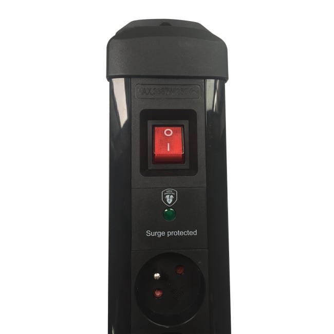 Przedłużacz z 8 gniazdami 2x USB 3m Czarny